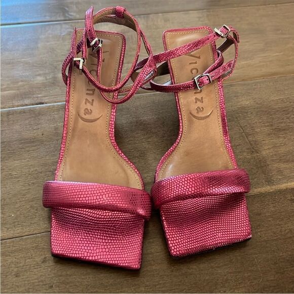 NEW Vicenza Strappy Pink Metallic Heels EU 38 US 7 - Picture 2 of 9
